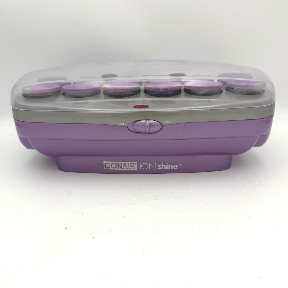 Conair Ion Shine Hair Setter Women Purple 12 Flocked Rollers Metal Clips - Picture 3 of 10